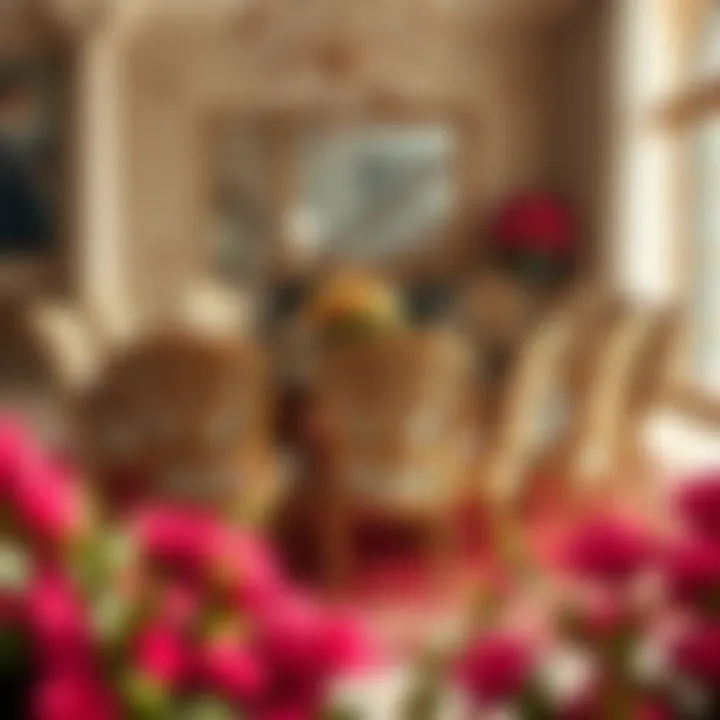 Luxurious dining table with ten intricately designed chairs