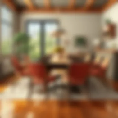 Charming Rustic Setting Charming rustic dining table set with ten chairs in a cozy setting