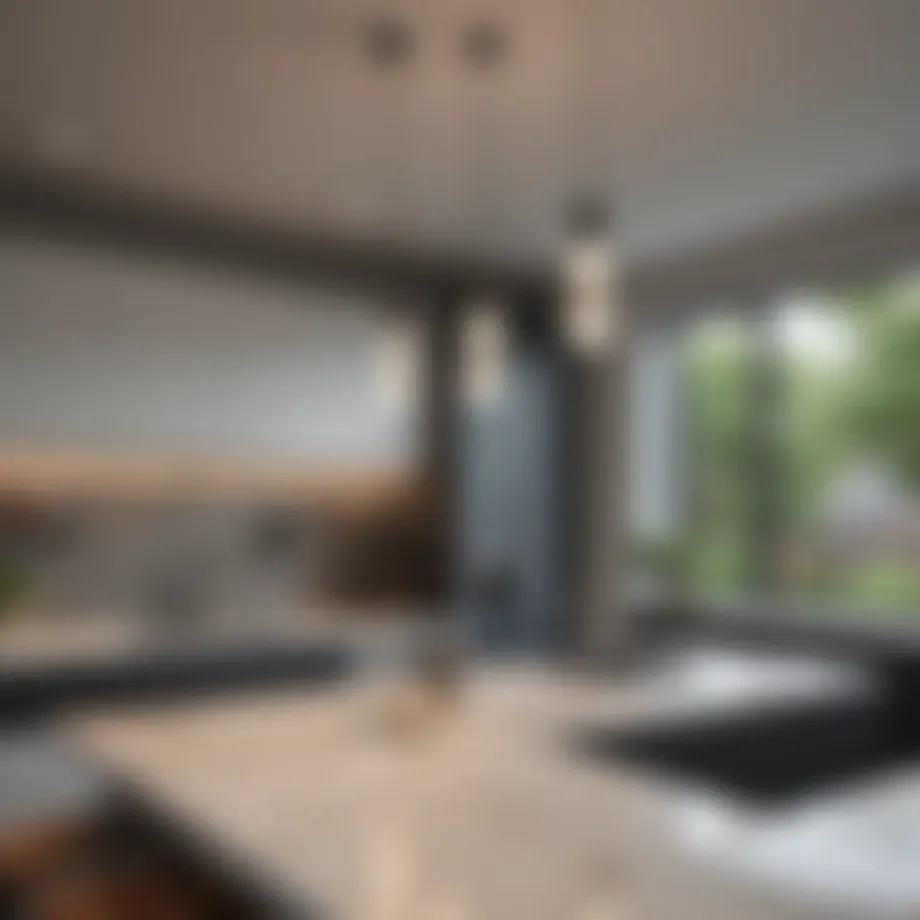 Sleek minimalist bar pendant light over a kitchen island