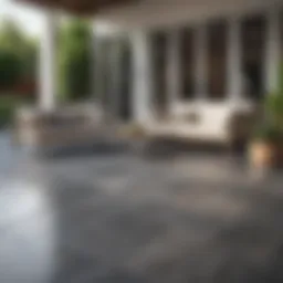 Elegant outdoor patio featuring concrete tiles
