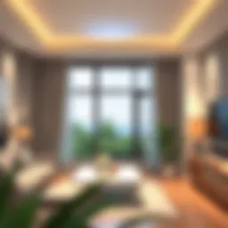 Elegant window lights illuminating a modern living room