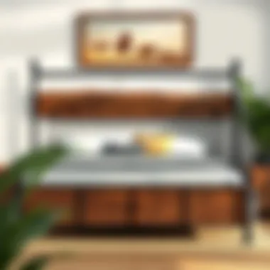 Rustic Charm: King Headboard and Metal Frame Rustic king headboard complementing a metal frame in a cozy setting