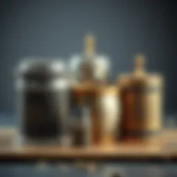 An elegant set of metal spice containers showcasing intricate designs