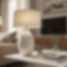 Elegant off white ceramic table lamp in a modern living room