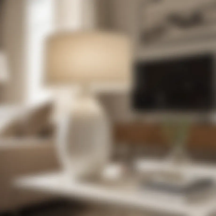 Elegant off white ceramic table lamp in a modern living room
