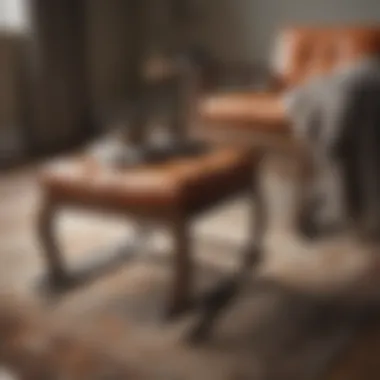 Elegant ottoman paired with a rocking chair