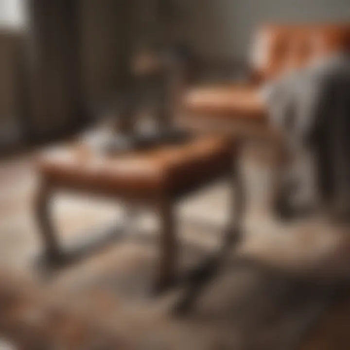 Elegant ottoman paired with a rocking chair
