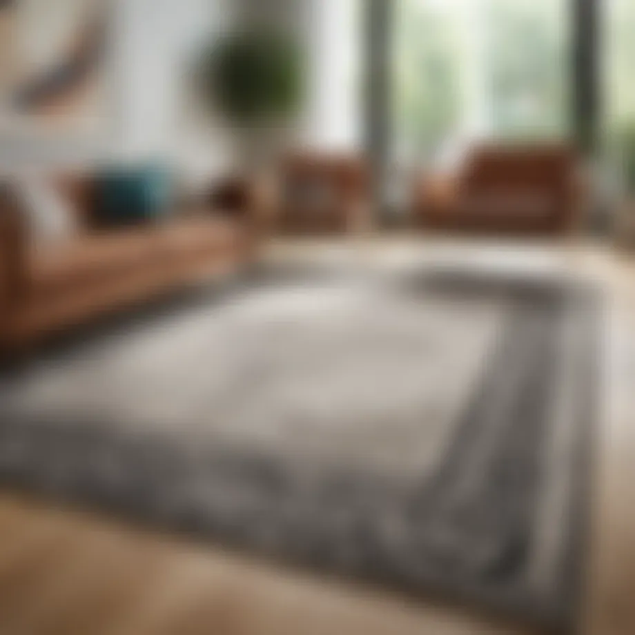 Elegant rug firmly stuck to a hardwood floor in a modern living room.