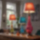 A stunning array of multicolored lamp shades displayed in a chic interior setting