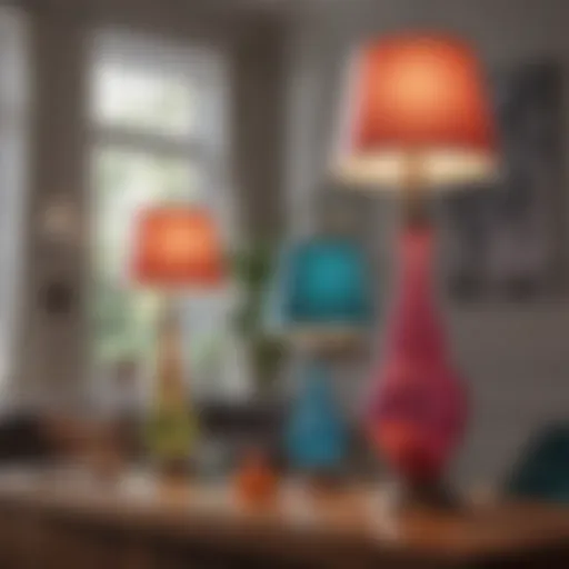 A stunning array of multicolored lamp shades displayed in a chic interior setting