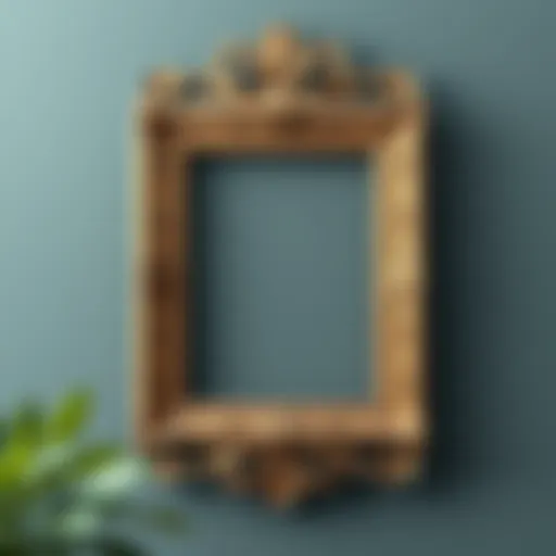 An ornate vintage paint frame showcasing intricate carvings