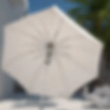 Materials of a White Outdoor Umbrella Close-up of the materials used in a white outdoor umbrella