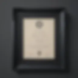 Elegant black wooden diploma frame showcasing a certificate