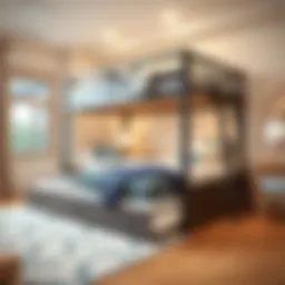 Elegant full over full bunk bed trundle design showcasing space efficiency