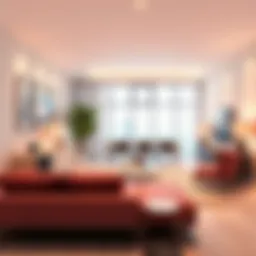 Contemporary furniture arrangement maximizing space