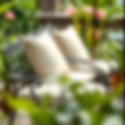 Luxurious outdoor cushions perfectly fitted on wrought iron chairs