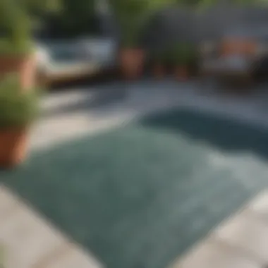 Durable outdoor plastic patio mat in a backyard setting