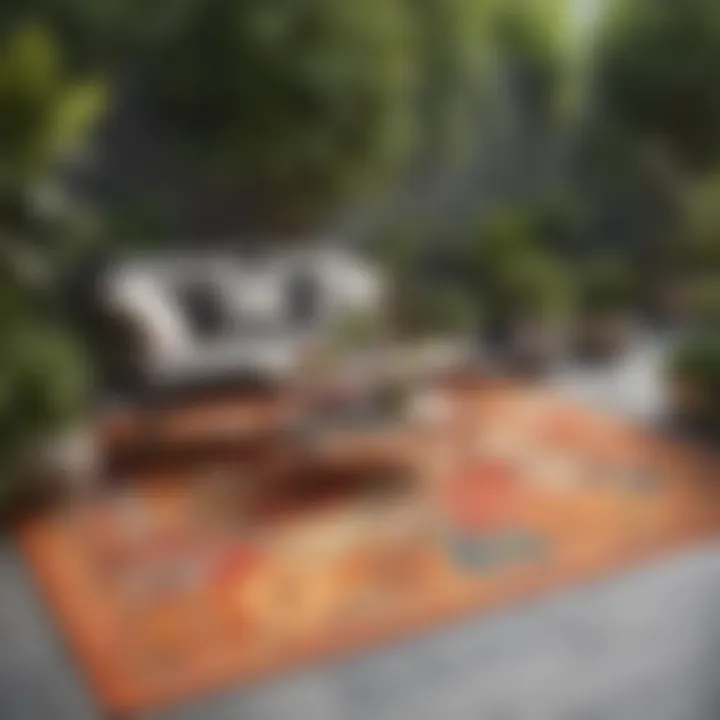 Elegant design of a plastic patio mat complementing outdoor decor