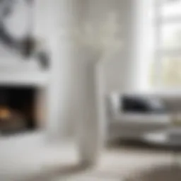Elegant modern white large floor vase in a contemporary living room setting