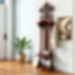 Elegant wooden hall stand coat rack with intricate design