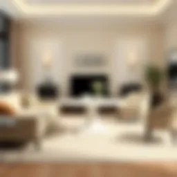 Modern off-white pedestal table in a stylish living room